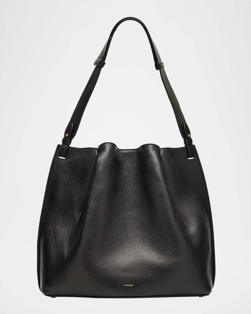 Ava Ruched Leather Bucket Bag